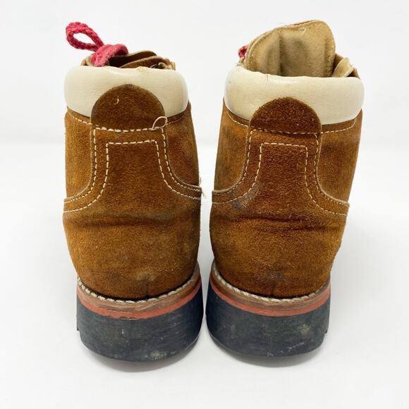 Vintage Unbranded Brown Suede Mountaineer Boots Lace Up Size 6.5 Vibram Soles - Picture 4 of 8